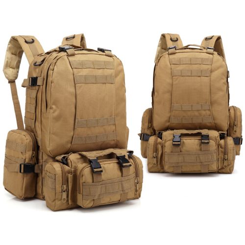 Military hátizsák, túrahátizsák, hátitáska háromrészes, 3db-os khaki (BL002-KHAKI) 1 kép