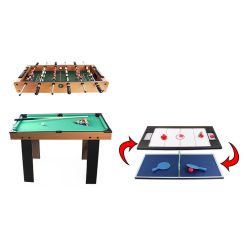   4 az 1-ben multifunkciós játékasztal, csocsó asztal, biliárd asztal, ping-pong asztal, léghoki asztal (6611)