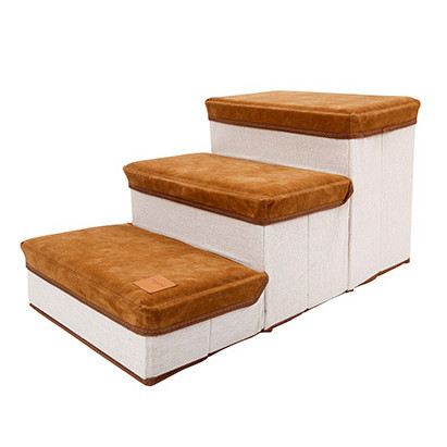 Kutyalépcső 3 lépcsőfokkal barna színben (DD01292-BROWN) 1 kép