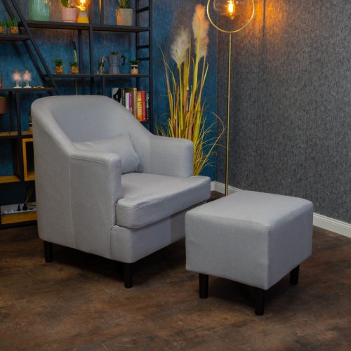 Világosszürke szövet fotel lábzsámollyal (501-LIGHTGREY) 1 kép