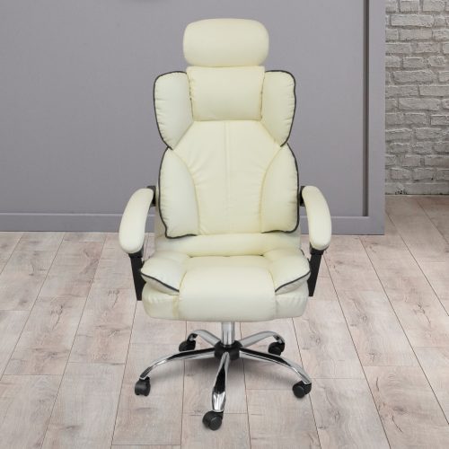 Főnöki irodai szék, forgószék fejtámlával bézs (JM808-BEIGE-7) 8 kép