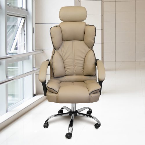Főnöki irodai szék, forgószék fejtámlával khaki (JM808-KHAKI-7) 8 kép