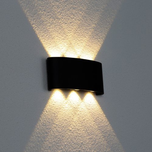 Kültéri fali LED lámpa 6W fekete színű IP65 vízálló 3000K meleg fényű (1042-6-BLACK-3000K) 1 kép