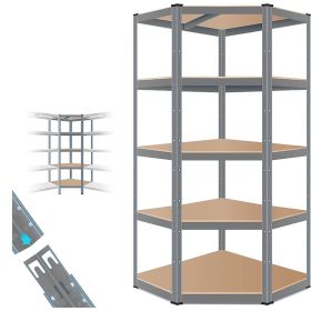 Sarok salgó polc, 5 szintes 180x70x40-40cm, szürke 1 kép