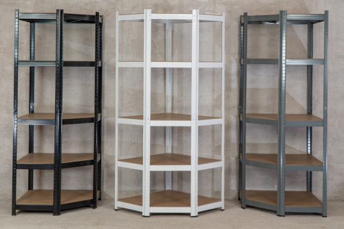 Sarok salgó polc, 5 szintes 180x70x40-40cm, szürke 6 kép