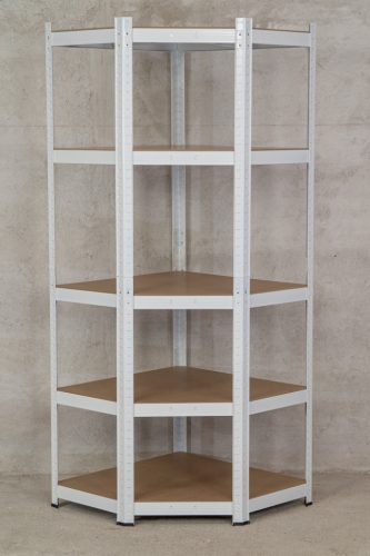 Sarok salgó polc, 5 szintes 180x70x40-40cm, fehér 10 kép