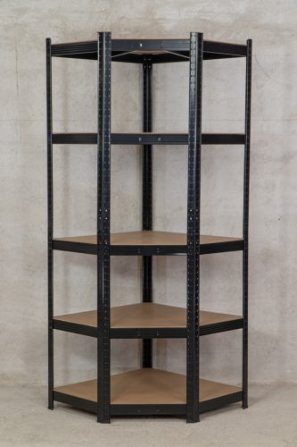 Sarok salgó polc, 5 szintes 180x70x40-40cm, fekete 8 kép