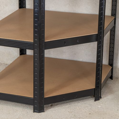 Sarok salgó polc, 5 szintes 180x70x40-40cm, fekete 9 kép